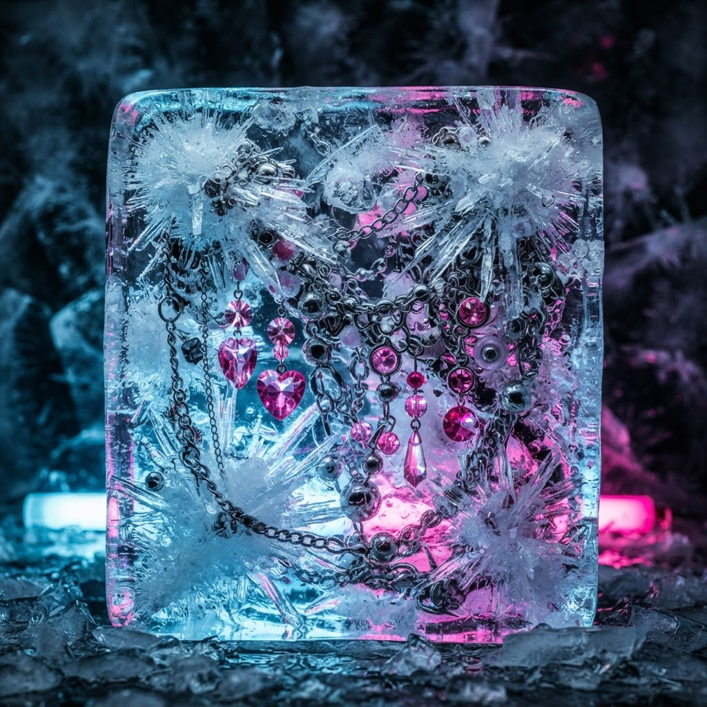 Frosty pink and ice-blue abstract meme texture